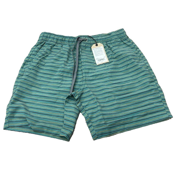 NWT Prana Mens Striped Metric E-Waist Board Shorts Swim Beach Cove Green Size XL - Picture 1 of 7